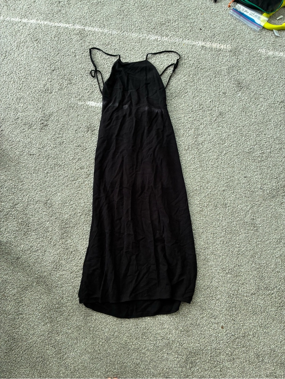 Urban Renewal Black Open Back Maxi Slip Dress with Spaghetti Straps